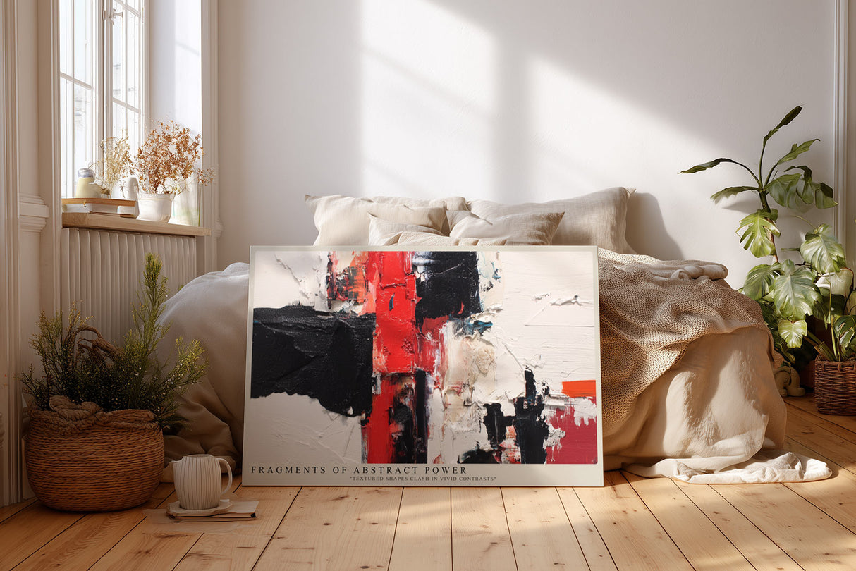Paul Sinus Wandbild Fragments of Abstract Power Red and Black in Dynamic Texture