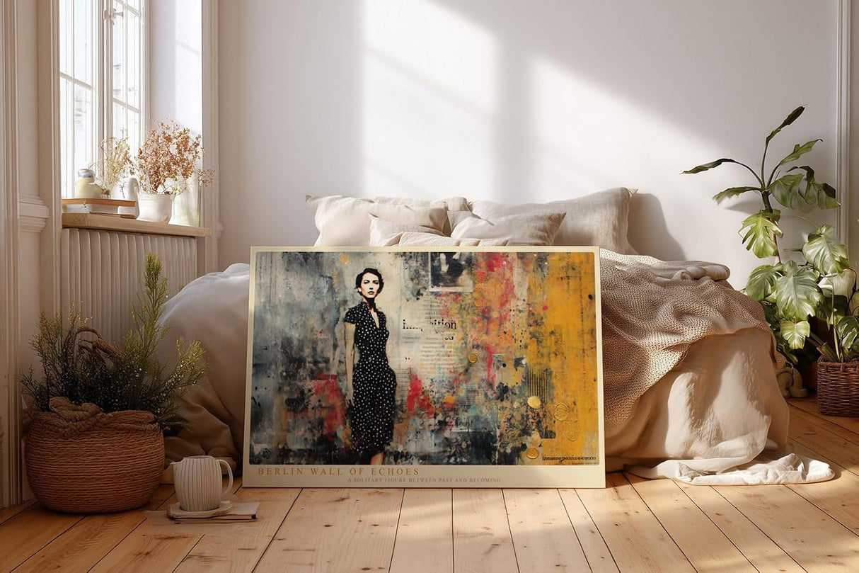 Paul Sinus Wandbild 120x80cm Frau Collage Moderne Stadt Kunstmotiv Urbanes Portrait mit grafischer Struktur