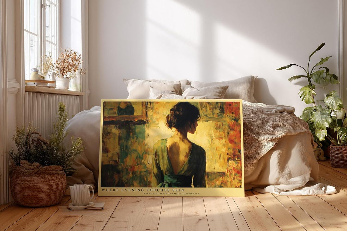 Paul Sinus Wandbild 120x80cm Frau im Atelier Moderne Malerei Kunstmotiv Warmes Licht und kuenstlerische Atmosphaere