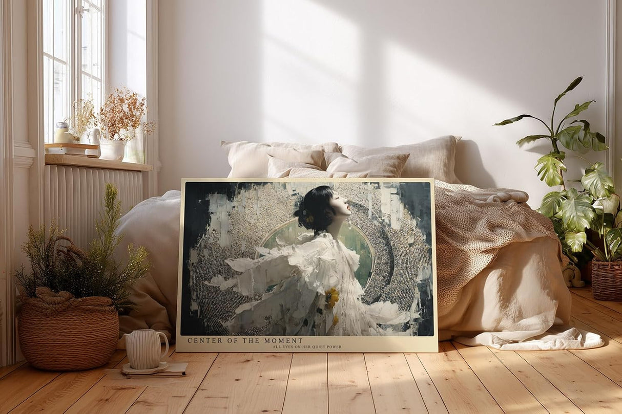 Paul Sinus Wandbild 120x80cm Frau Im Mittelpunkt Moderne Kunst LeinWandbild 120x80cm Surreale Portrait Collage Wanddekoration