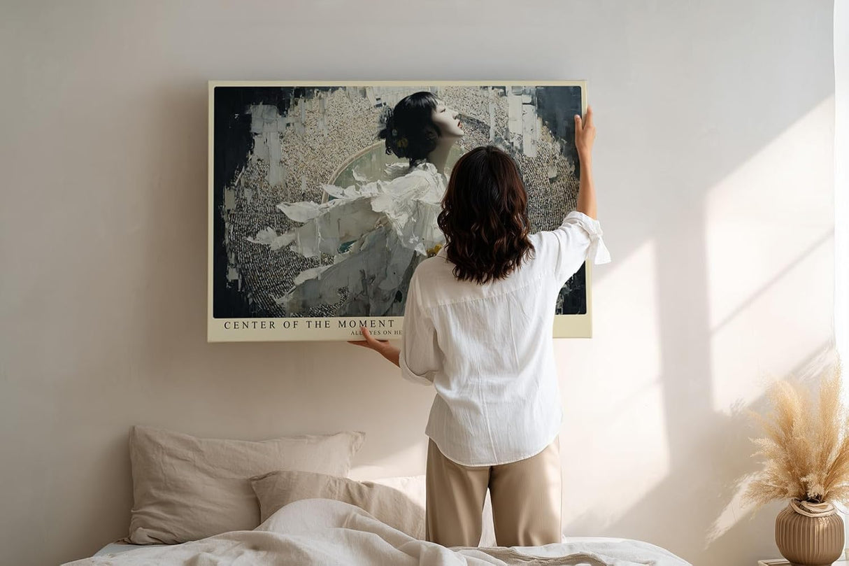 Paul Sinus Wandbild 120x80cm Frau Im Mittelpunkt Moderne Kunst LeinWandbild 120x80cm Surreale Portrait Collage Wanddekoration