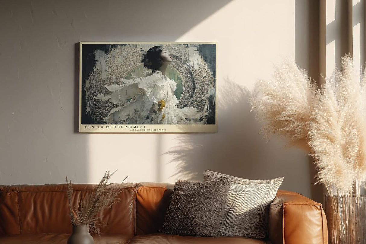 Paul Sinus Wandbild 120x80cm Frau Im Mittelpunkt Moderne Kunst LeinWandbild 120x80cm Surreale Portrait Collage Wanddekoration