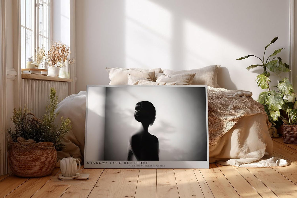 Paul Sinus Wandbild 120x80cm Frauen Silhouette Schwarz Weiss Fotokunst elegantes Portrait Poster minimalistische Wanddekoration fuer Wohnzimmer Schlafzimmer Büro