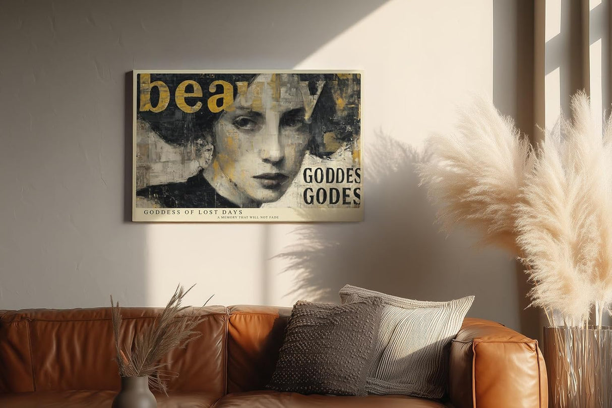 Paul Sinus Wandbild 120x80cm Frauenportrait Collage Moderne Kunst LeinWandbild 120x80cm Urban Art Wanddekoration