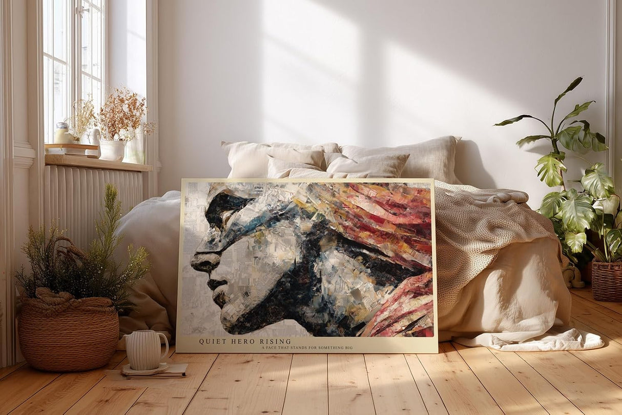 Paul Sinus Wandbild 120x80cm Freiheitsstatue Porträt – Künstlerische Collage mit historischer Symbolkraft