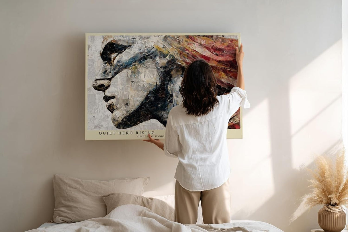 Paul Sinus Wandbild 120x80cm Freiheitsstatue Porträt – Künstlerische Collage mit historischer Symbolkraft