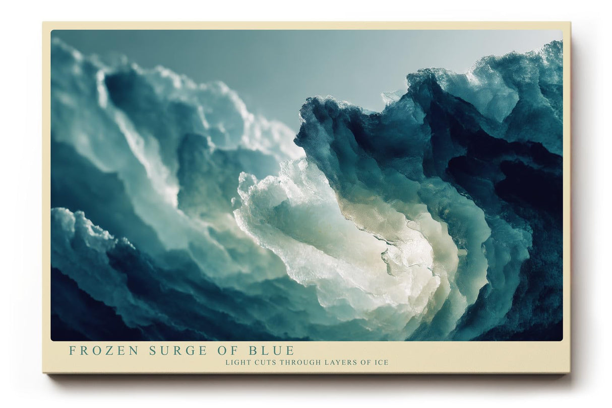 Paul Sinus Wandbild 120x80cm Frozen Surge of Blue Abstrakte Eis und Wasser Struktur Kunst Modernes Natur Wandbild 120x80cm fuer Wohnzimmer und Büro