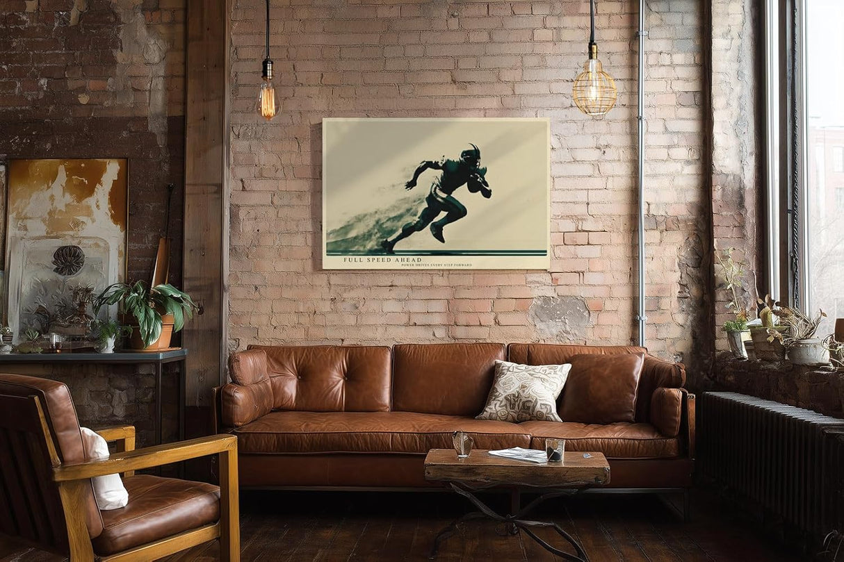 Paul Sinus Wandbild 120x80cm Full Speed Ahead American Football Spieler Dynamische Sport Kunst fuer Wohnzimmer Büro und Fitnessraum