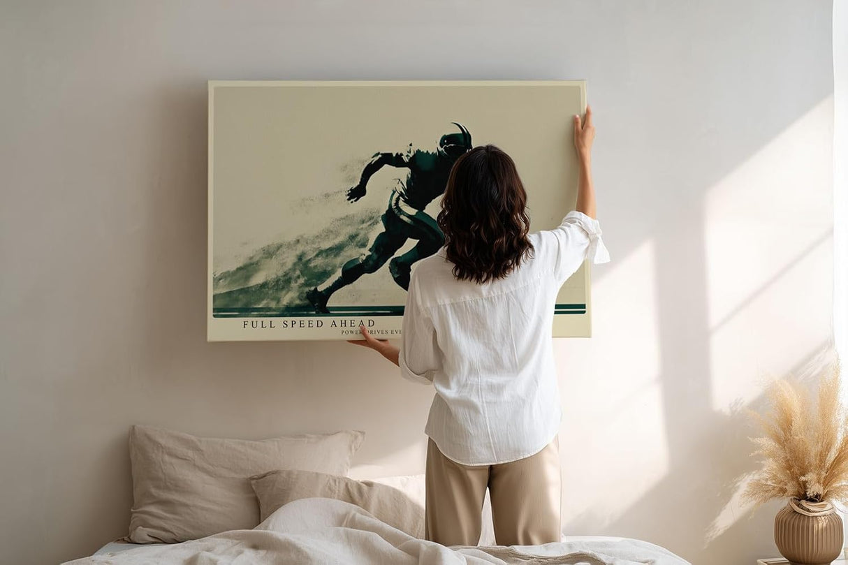 Paul Sinus Wandbild 120x80cm Full Speed Ahead American Football Spieler Dynamische Sport Kunst fuer Wohnzimmer Büro und Fitnessraum