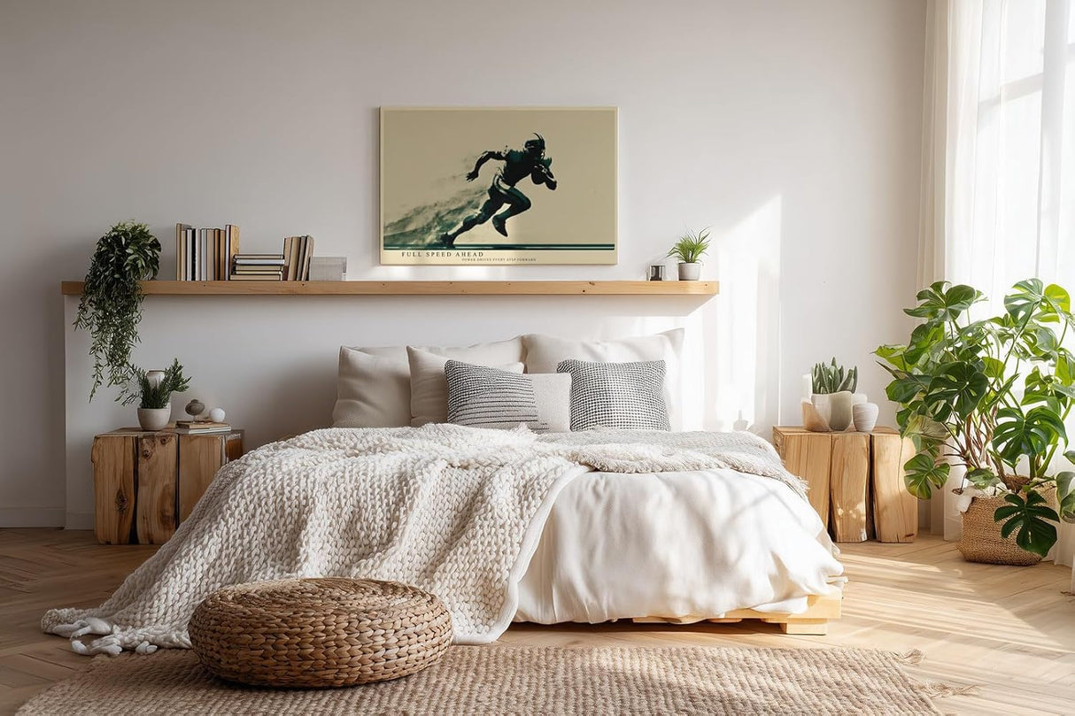 Paul Sinus Wandbild 120x80cm Full Speed Ahead American Football Spieler Dynamische Sport Kunst fuer Wohnzimmer Büro und Fitnessraum