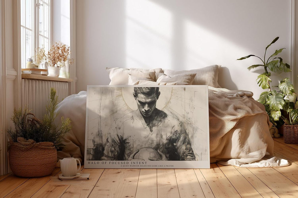 Paul Sinus Wandbild 120x80cm Fussballspieler Portrait moderne Sport Kunst monochrome Illustration Wanddekoration Wohnzimmer Büro