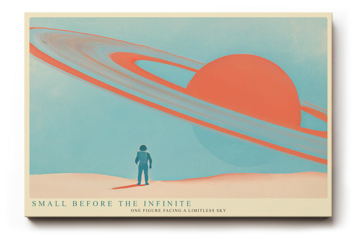 Paul Sinus Wandbild 120x80cm futuristische Landschaft Planet Saturn modern minimalistische Weltraum Kunst grosses Science Fiction Kunstbild Wanddekoration fuer Wohnzimmer Büro