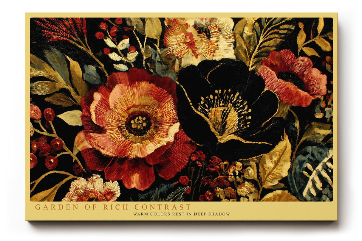 Paul Sinus Wandbild 120x80cm Garden of Rich Contrast florale Kunst mit kräftigen Farben botanisches Poster für Wohnzimmer Schlafzimmer Büro