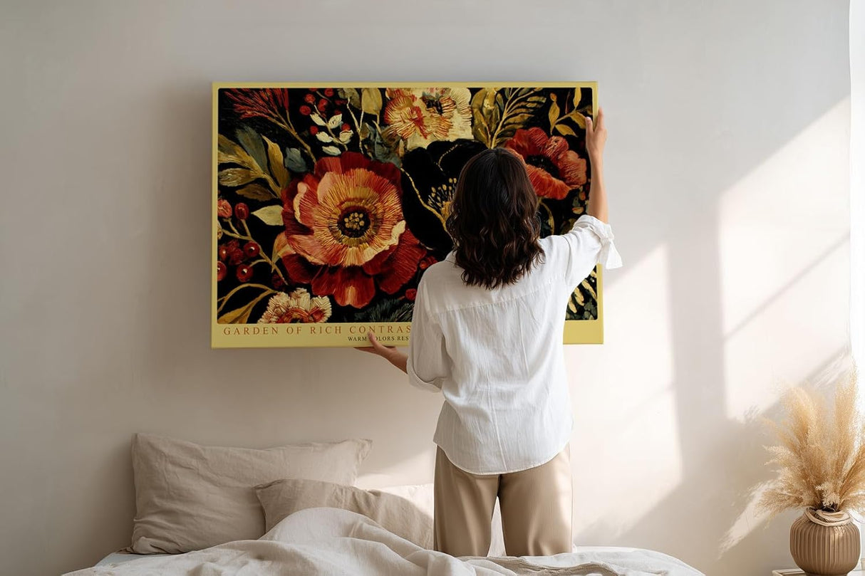 Paul Sinus Wandbild 120x80cm Garden of Rich Contrast florale Kunst mit kräftigen Farben botanisches Poster für Wohnzimmer Schlafzimmer Büro