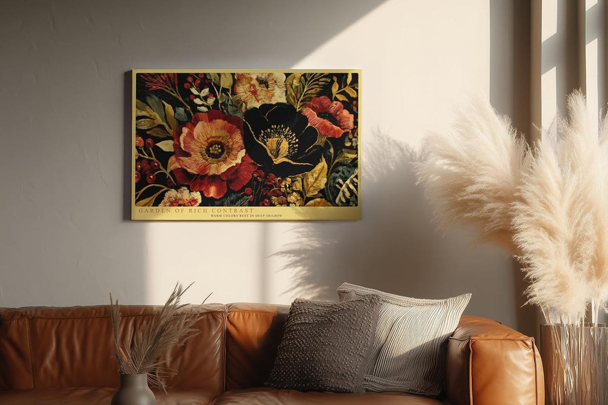 Paul Sinus Wandbild 120x80cm Garden of Rich Contrast florale Kunst mit kräftigen Farben botanisches Poster für Wohnzimmer Schlafzimmer Büro