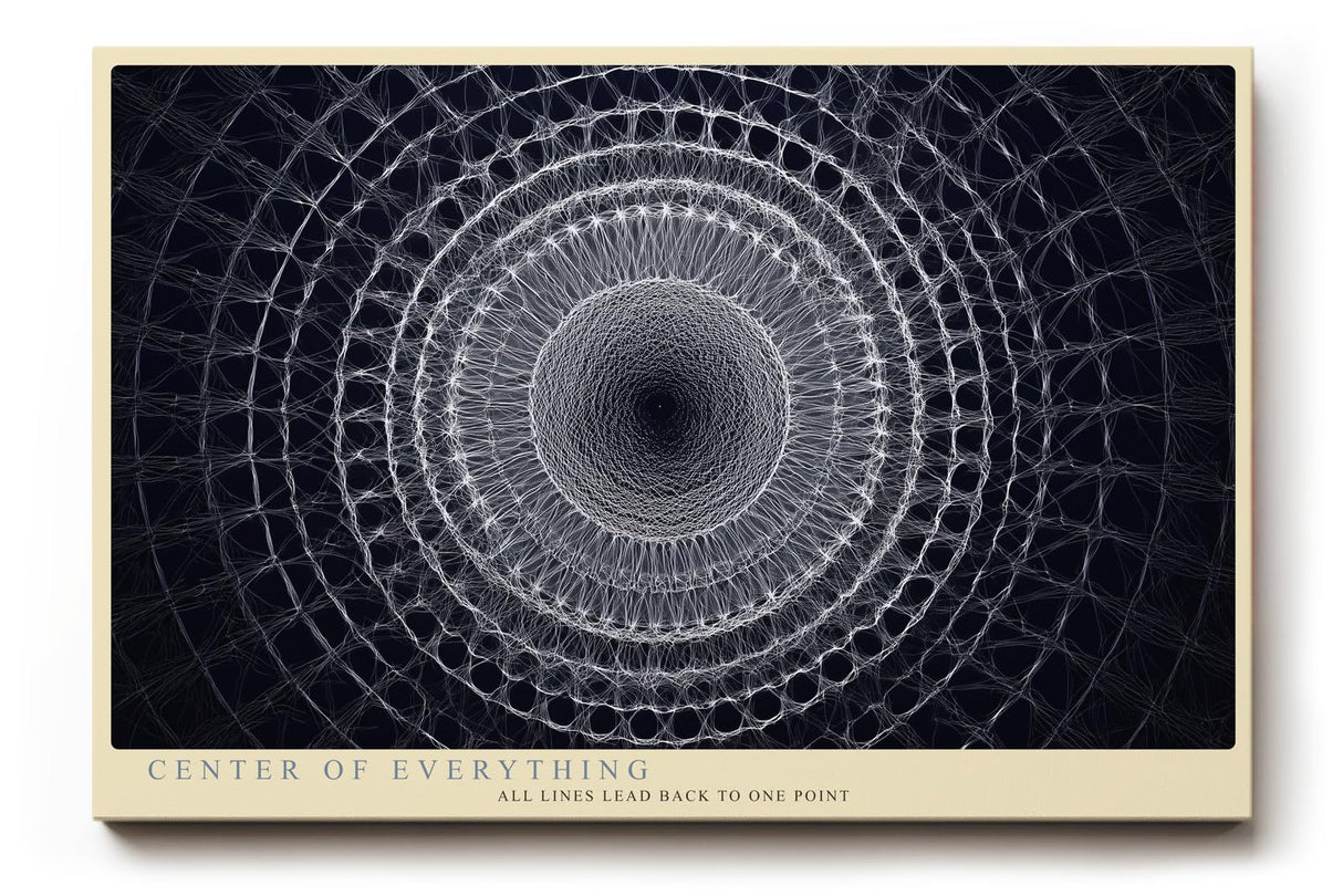 Paul Sinus Wandbild 120x80cm geometrisches Mandala abstrakte Linienkunst schwarz weiss modernes Design Wanddekoration fuer Wohnzimmer Büro