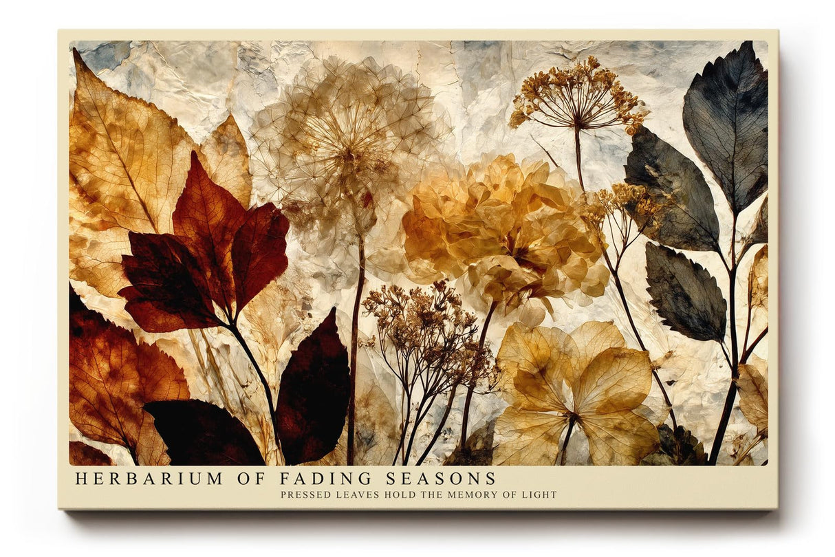 Paul Sinus Wandbild 120x80cm Gepresste Blumen und Blaetter Botanische Collage Natur Kunstmotiv Vintage Pflanzen Illustration
