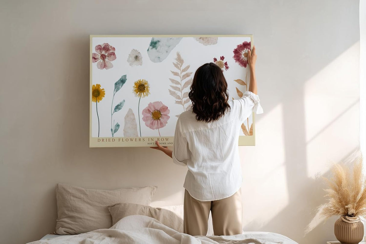 Paul Sinus Wandbild 120x80cm getrocknete Blumen botanische Illustration moderne Naturkunst Pastellfarben Kunstdruck stilvolle Wanddekoration fuer Wohnzimmer Schlafzimmer