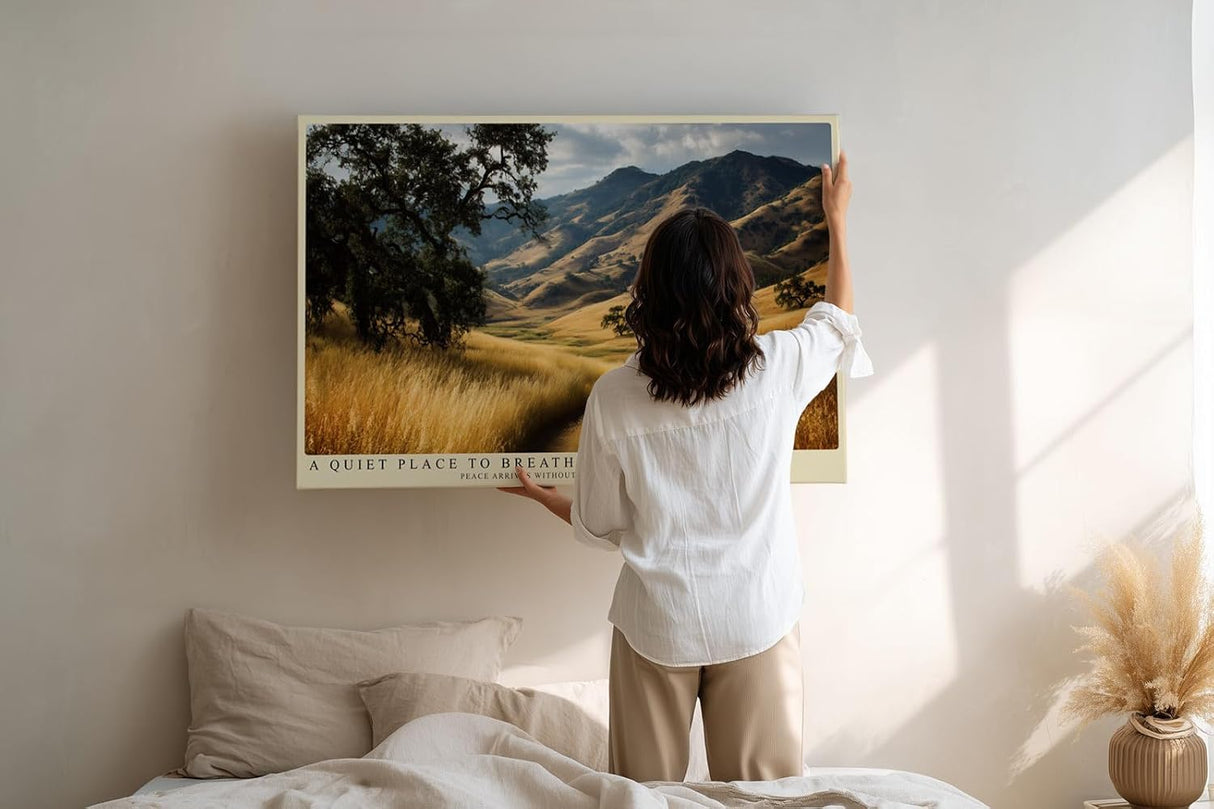 Paul Sinus Wandbild 120x80cm goldene Landschaft Natur Fotokunst moderne Berglandschaft Kunstdruck grosses Wandbild 120x80cm ruhige Wanddekoration fuer Wohnzimmer Büro