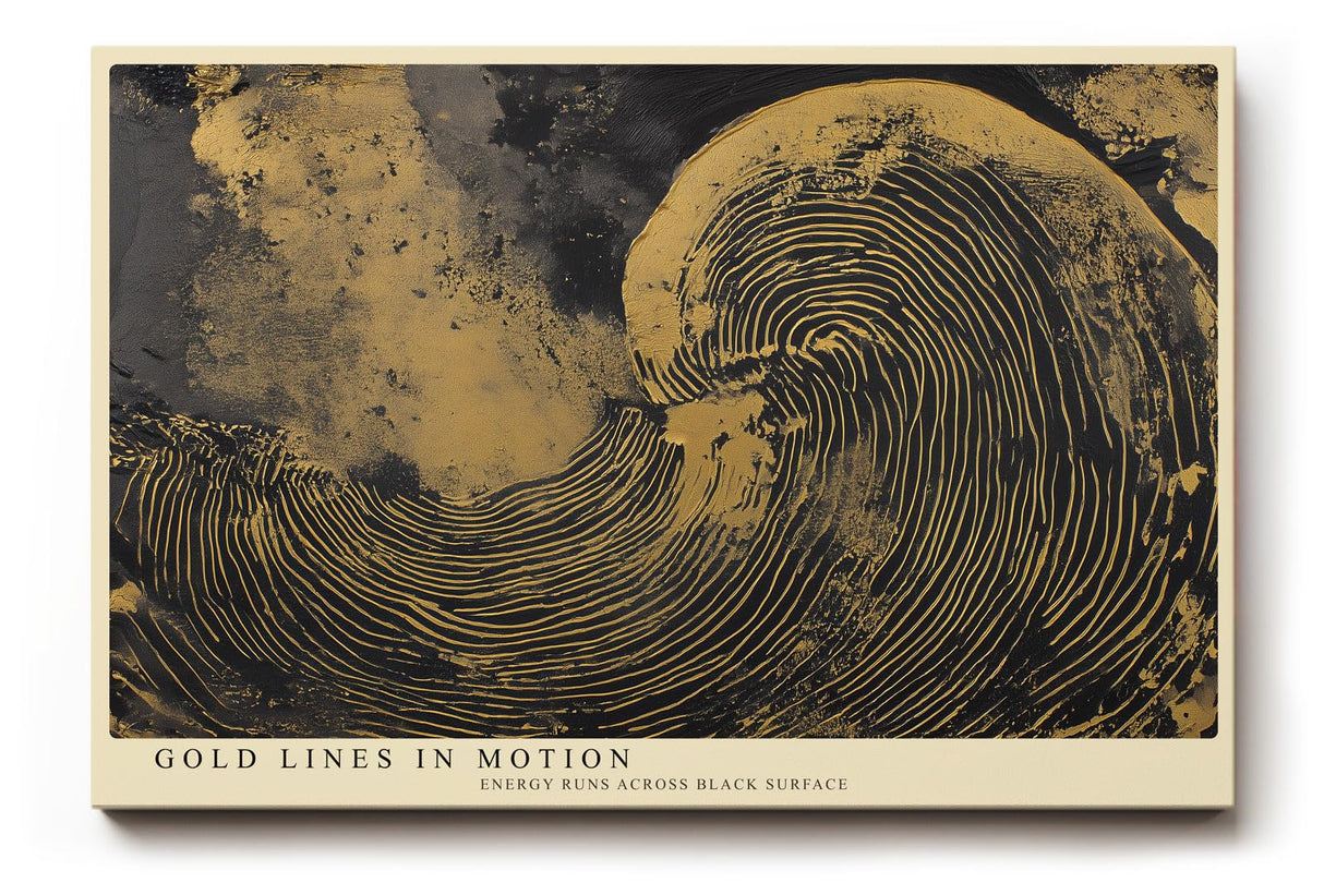 Paul Sinus Wandbild 120x80cm Goldene Linien der Welle – Moderne abstrakte Ozeankunst mit luxuriösen Goldstrukturen