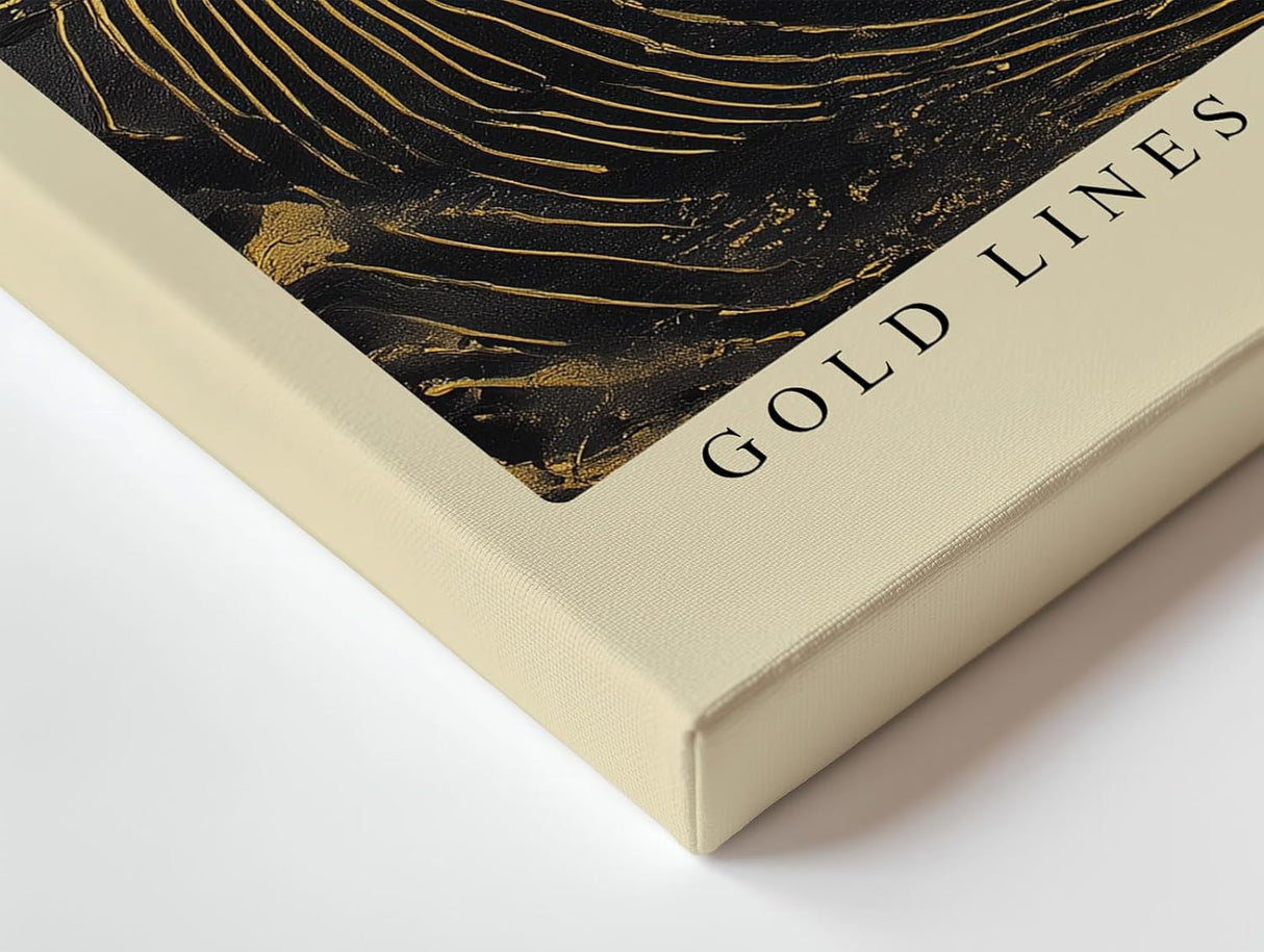 Paul Sinus Wandbild 120x80cm Goldene Linien der Welle – Moderne abstrakte Ozeankunst mit luxuriösen Goldstrukturen