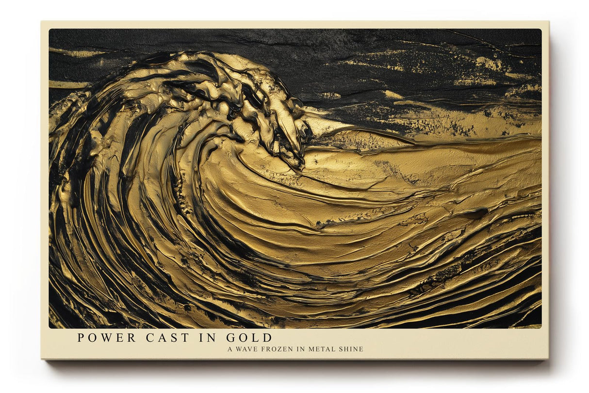 Paul Sinus Wandbild 120x80cm Goldene Welle in Bewegung – Abstrakte Meereskunst mit luxuriösem Gold Effekt für moderne Räume