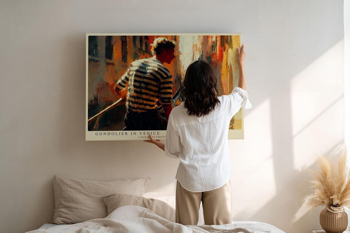 Paul Sinus Wandbild 120x80cm Gondoliere Venedig Kanal Szene Italien Reise Kunst Impressionistische Stadtlandschaft