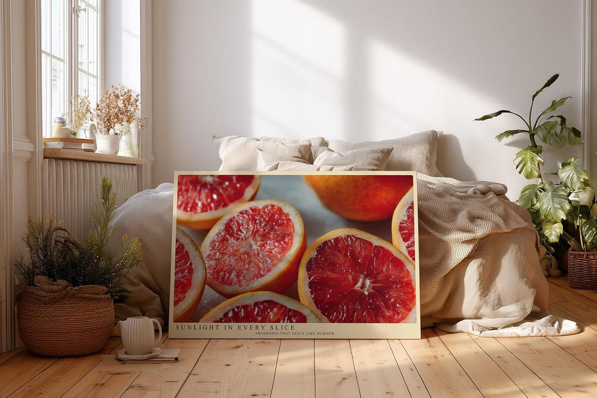 Paul Sinus Wandbild 120x80cm Grapefruit Makrofotografie frische Zitrusfrucht moderne Kuechenkunst lebendige Farben stilvolle Wanddekoration fuer Kueche Esszimmer Wohnzimmer