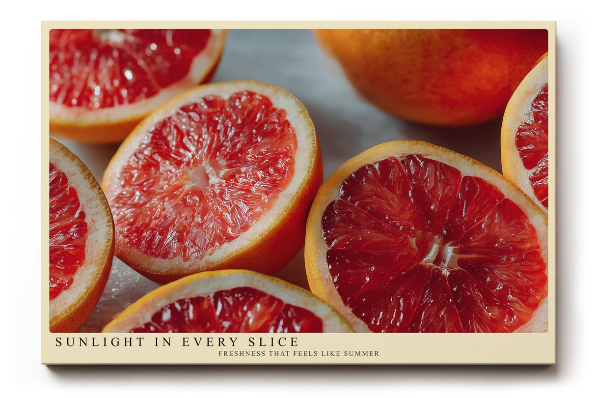 Paul Sinus Wandbild 120x80cm Grapefruit Makrofotografie frische Zitrusfrucht moderne Kuechenkunst lebendige Farben stilvolle Wanddekoration fuer Kueche Esszimmer Wohnzimmer