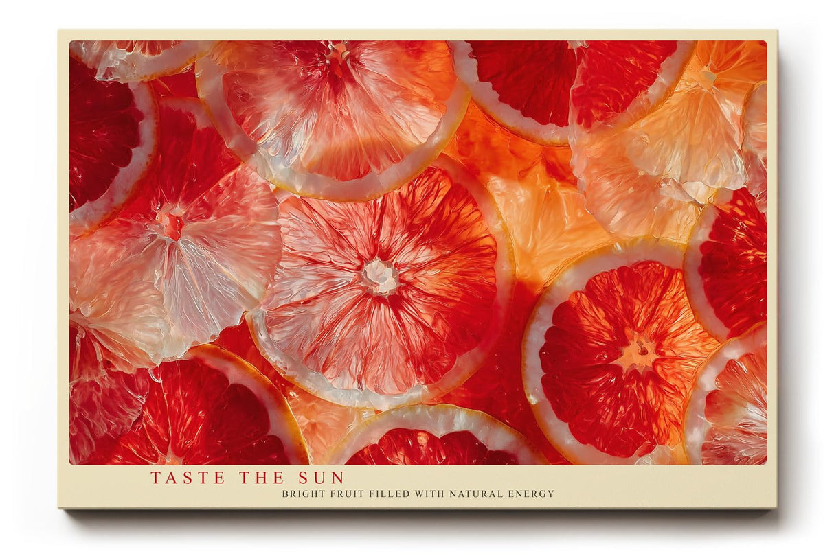 Paul Sinus Wandbild 120x80cm Grapefruit Scheiben Makrofotografie frisches Fruchtmotiv moderne Kuechenkunst stilvolle Wanddekoration fuer Kueche Esszimmer Wohnzimmer