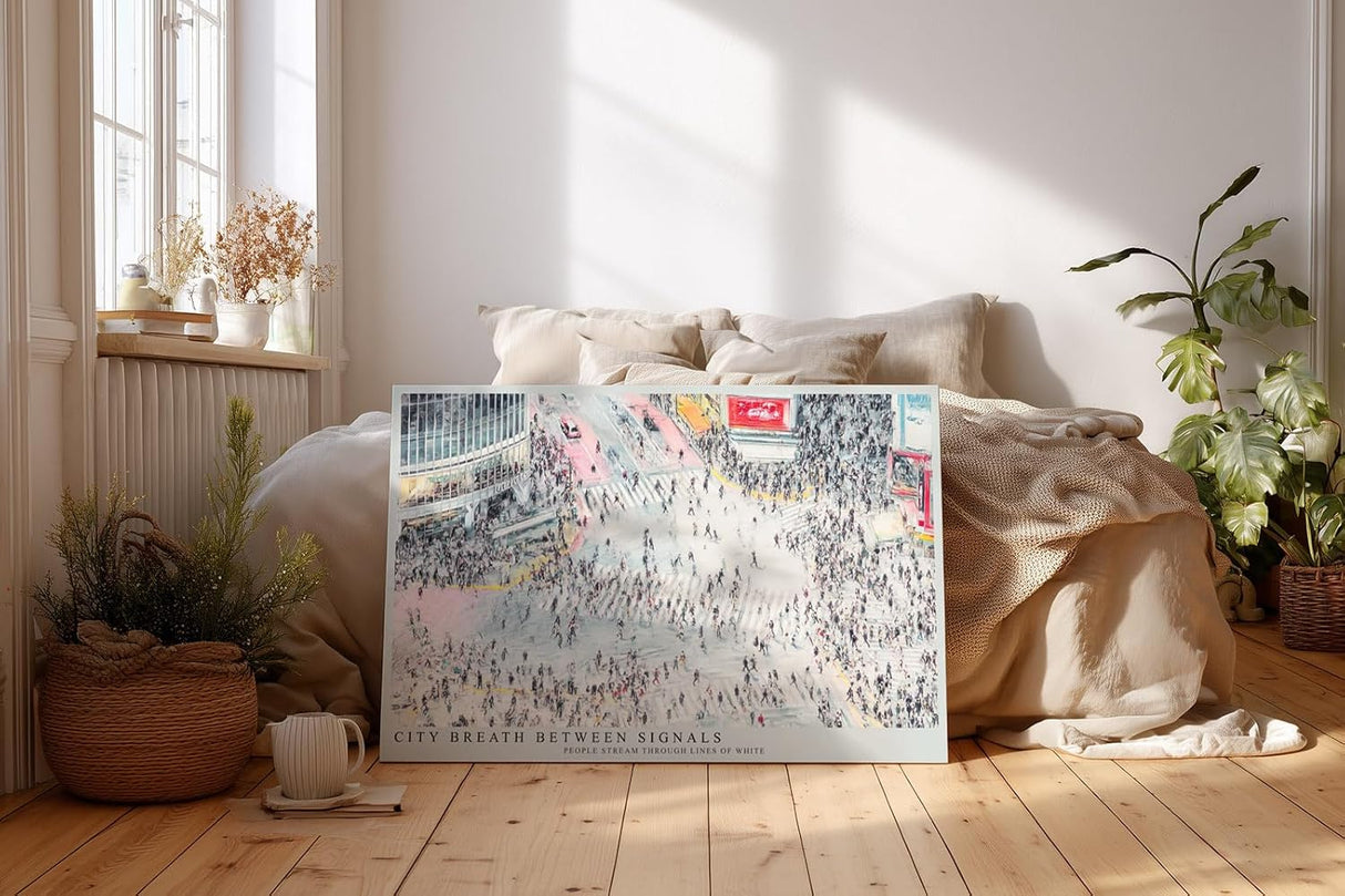 Paul Sinus Wandbild 120x80cm Grossstadt Kreuzung Menschen Stadtleben Moderne urbane Szene Kunstmotiv