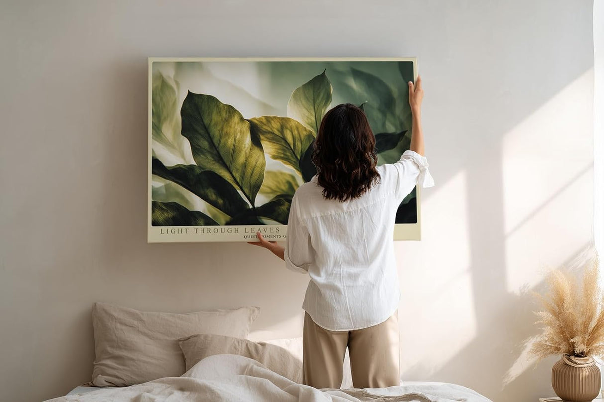 Paul Sinus Wandbild 120x80cm grüne Blätter im Sonnenlicht botanische Natur Fotokunst ruhige Pflanzen Atmosphäre modernes Naturbild für Wohnzimmer Büro