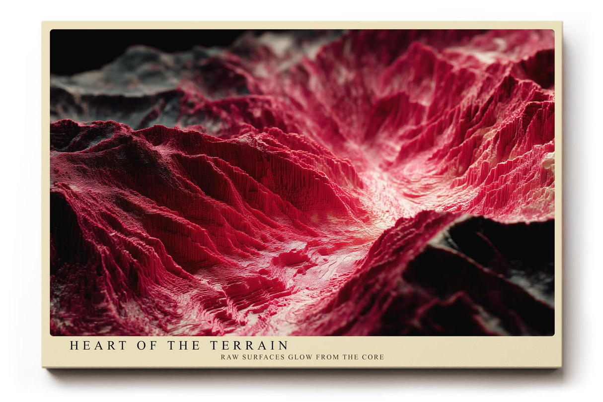 Paul Sinus Wandbild 120x80cm Heart of the Terrain abstrakte rote Landschaft moderne Struktur Kunst Poster für Wohnzimmer Büro