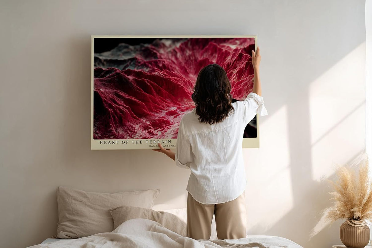 Paul Sinus Wandbild 120x80cm Heart of the Terrain abstrakte rote Landschaft moderne Struktur Kunst Poster für Wohnzimmer Büro