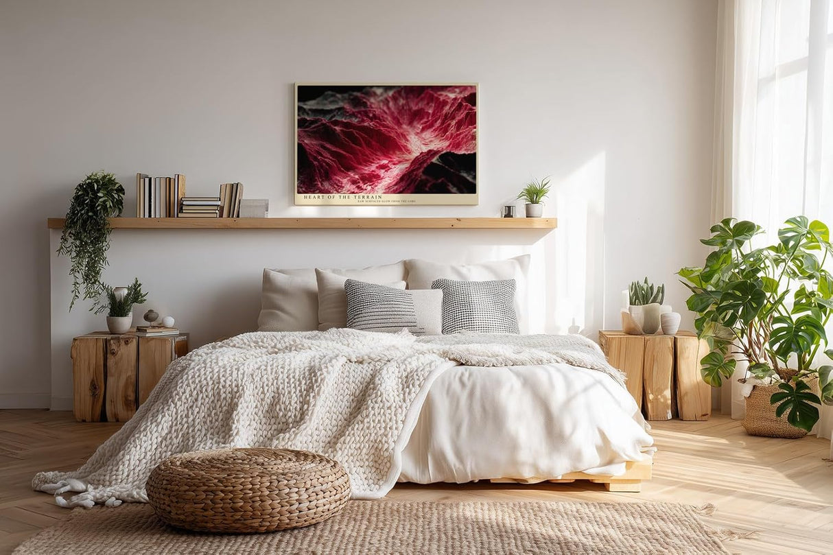 Paul Sinus Wandbild 120x80cm Heart of the Terrain abstrakte rote Landschaft moderne Struktur Kunst Poster für Wohnzimmer Büro