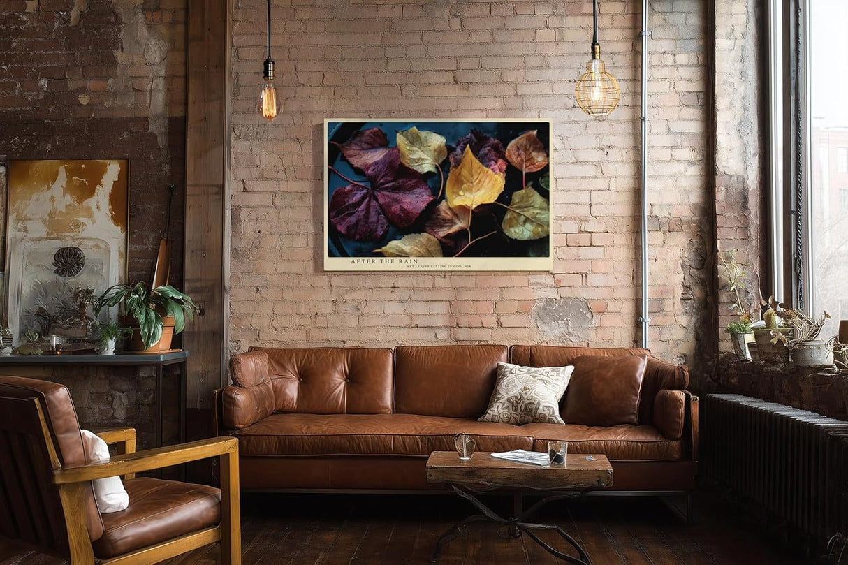 Paul Sinus Wandbild 120x80cm Herbstblaetter Makro Naturfotografie rot gelb Kunstdruck grosses Natur Kunstbild moderne Wanddekoration fuer Wohnzimmer Büro Flur
