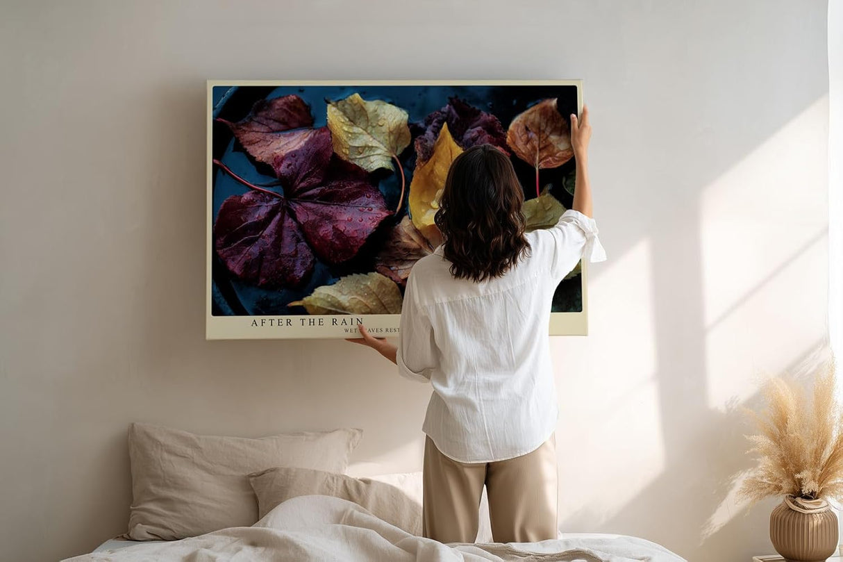 Paul Sinus Wandbild 120x80cm Herbstblaetter Makro Naturfotografie rot gelb Kunstdruck grosses Natur Kunstbild moderne Wanddekoration fuer Wohnzimmer Büro Flur