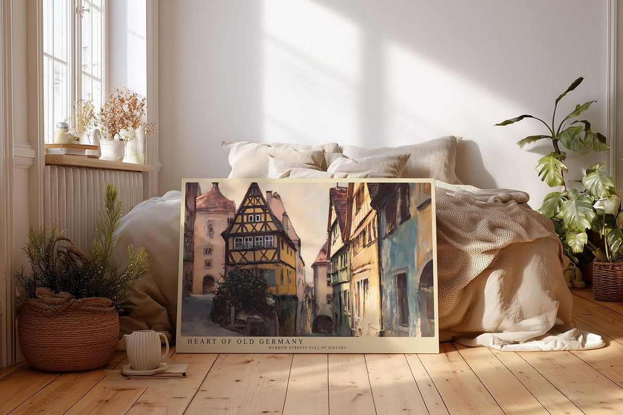 Paul Sinus Wandbild 120x80cm Historische Altstadt Gasse Malerei LeinWandbild 120x80cm Europäische Stadt Architektur Wanddekoration