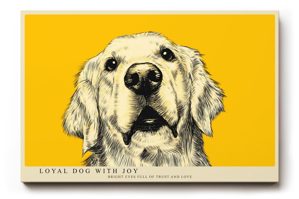 Paul Sinus Wandbild 120x80cm Hund Portrait moderne Tierillustration gelber Hintergrund Kunstdruck stilvolle Wanddekoration fuer Wohnzimmer Flur Büro Tierliebhaber