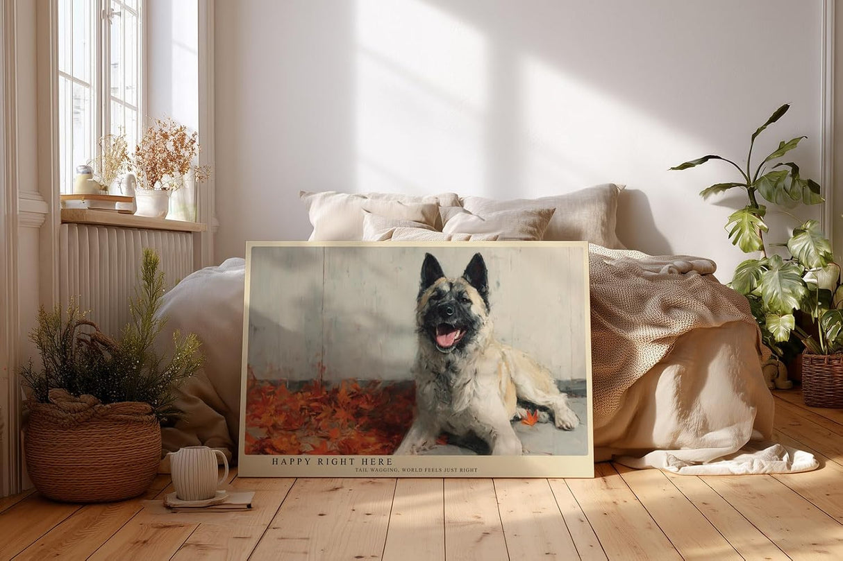 Paul Sinus Wandbild 120x80cm Hund Portrait moderne Tiermalerei beige braun liebevolle Tierkunst grosses Kunstbild stilvolle Wanddekoration fuer Wohnzimmer Büro