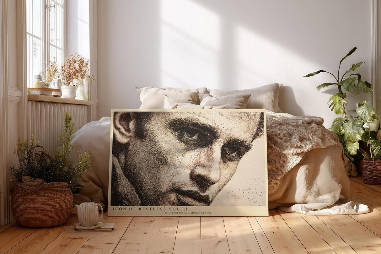 Paul Sinus Wandbild 120x80cm Icon of Restless Youth modernes Portrait Kunst Punkttechnik Poster für Wohnzimmer Büro Studio