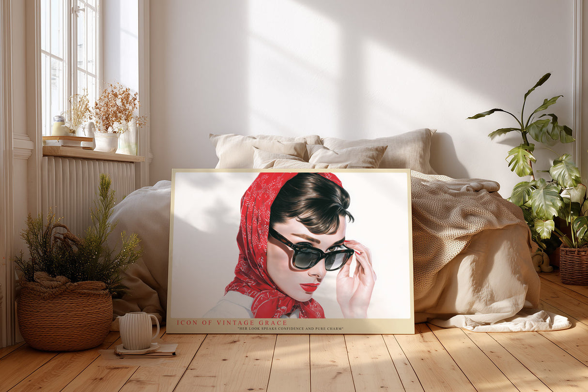 Paul Sinus Wandbild Icon of Vintage Grace – Klassische Eleganz mit rotem Schal und Retro-Charme