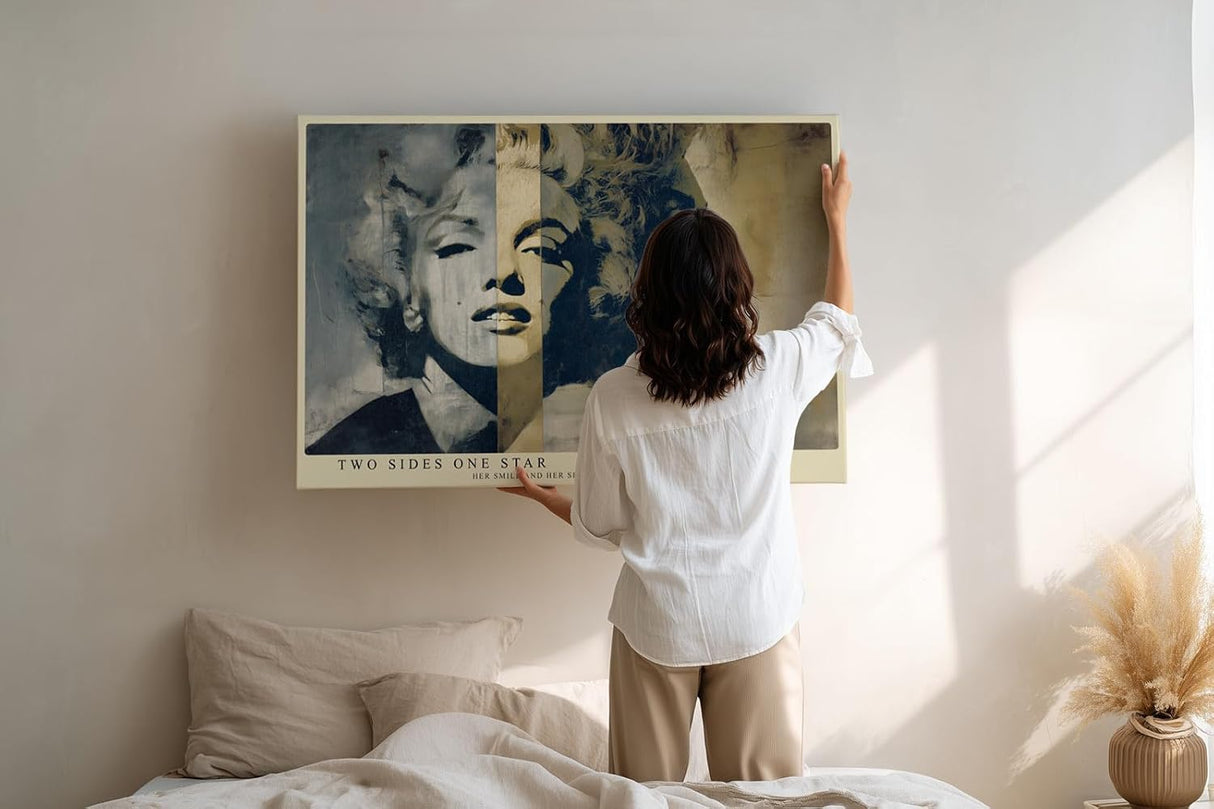 Paul Sinus Wandbild 120x80cm Ikonisches Filmstar Porträt Retro Collage Kunst Poster klassischer Hollywood Stil Frauenporträt Kunstdruck Bild für Wohnzimmer Schlafzimmer Büro