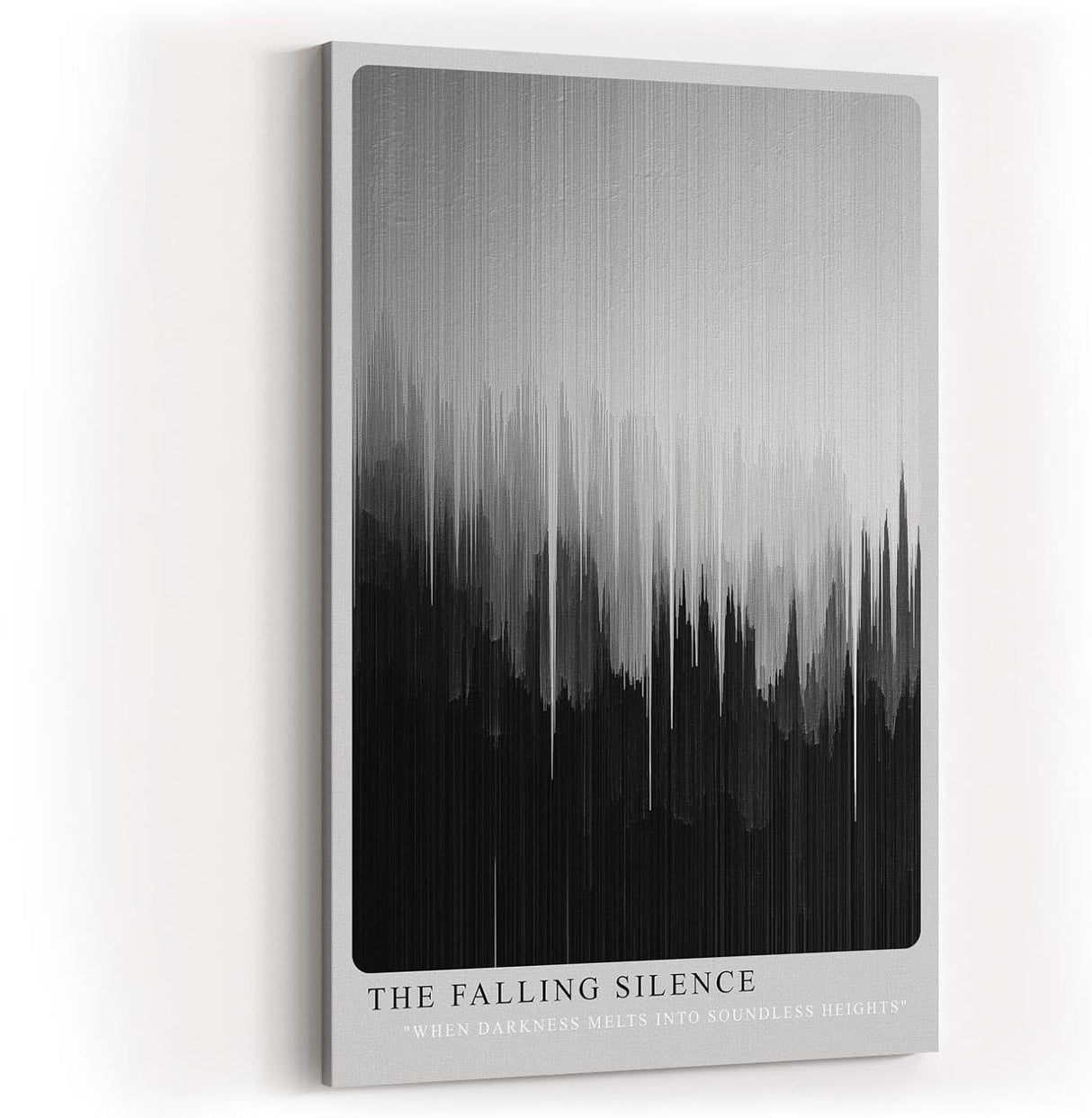 Paul Sinus Wandbild in 80x120cm The Falling Silence – Minimalistische Kunst mit vertikalen Farbverläufen in Schwarz und Grau
