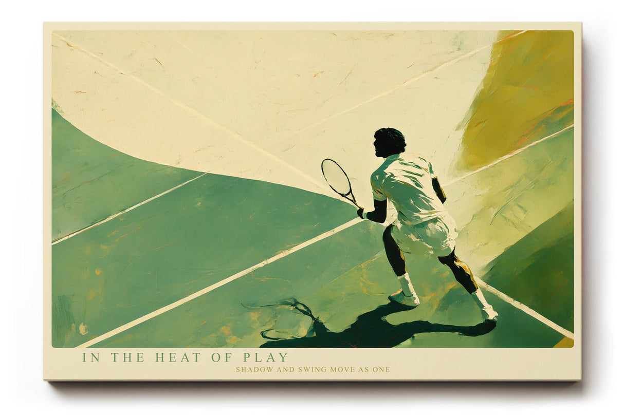 Paul Sinus Wandbild 120x80cm In the Heat of Play Tennis Spieler Moderne Sport Kunst Illustration fuer Wohnzimmer Büro und Fitnessraum
