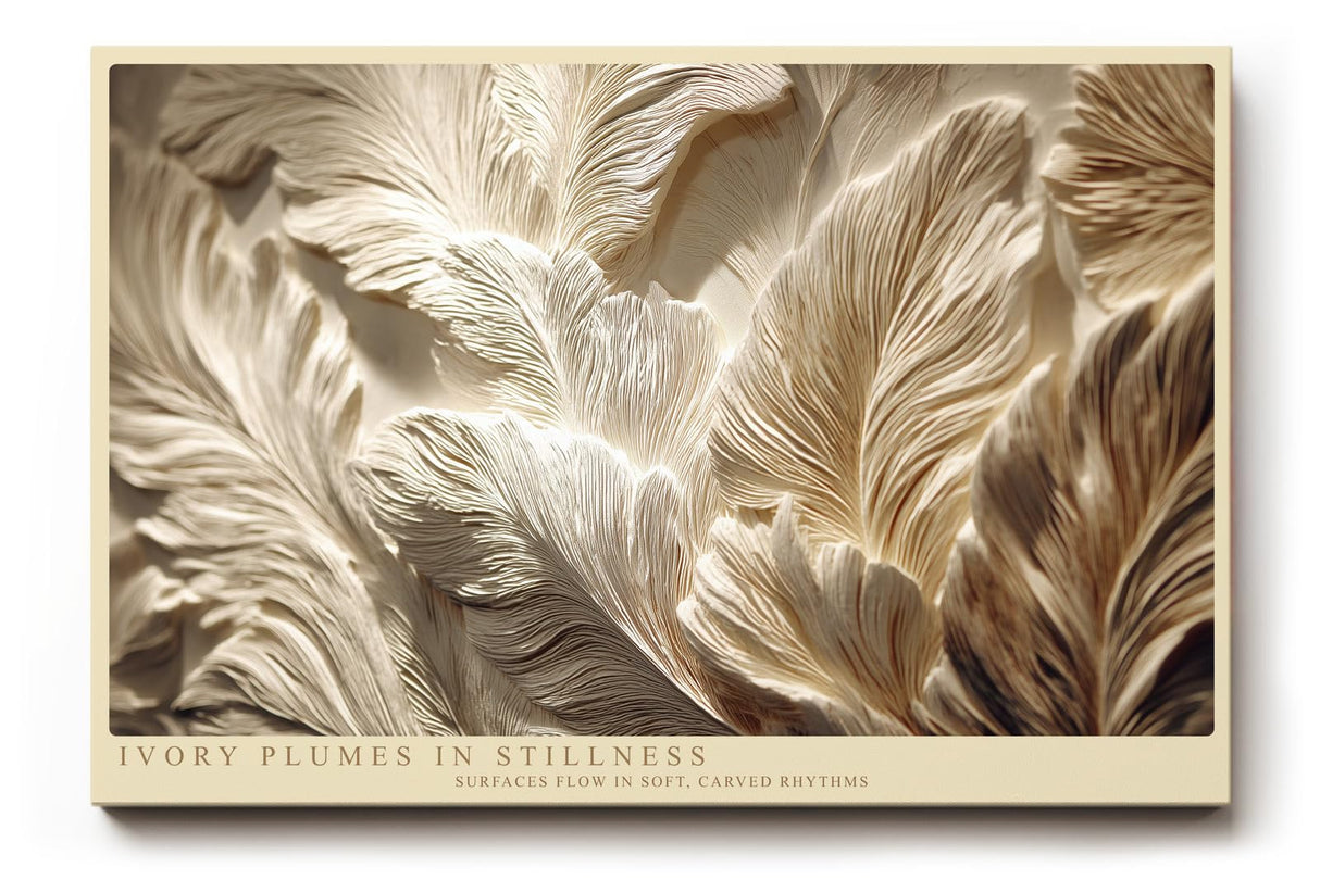 Paul Sinus Wandbild 120x80cm Ivory Plumes in Stillness Abstrakte Federstruktur in Beige Moderner Natur Kunststil fuer Wohnzimmer Schlafzimmer und Büro