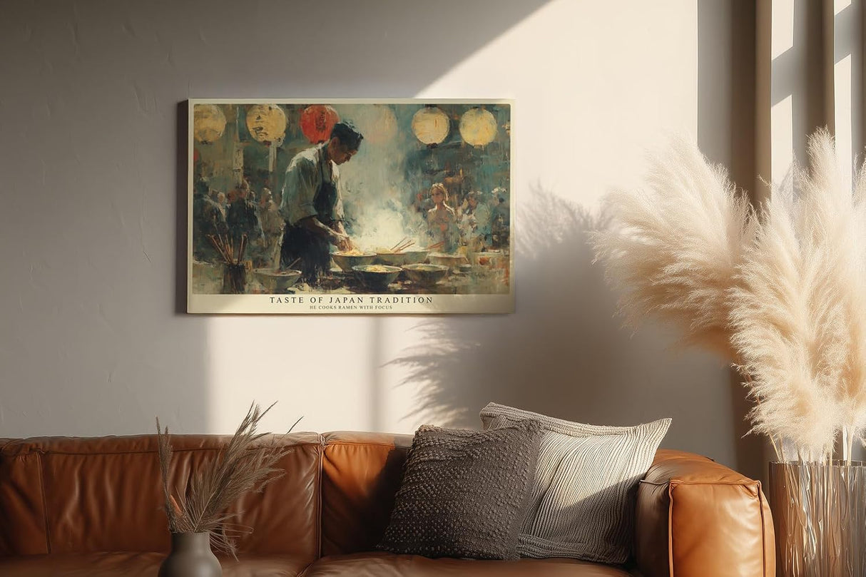 Paul Sinus Wandbild 120x80cm Japanischer Ramen Koch bei der Arbeit – Atmosphärische Streetfood Szene mit traditioneller Küche