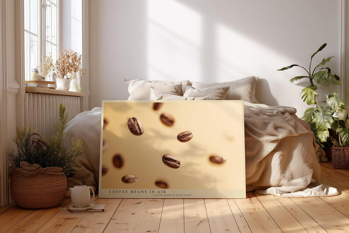 Paul Sinus Wandbild 120x80cm Kaffee Bohnen moderne Fotografie minimalistische Food Kunst warmes Farbspiel Kunstdruck stilvolle Wanddekoration fuer Kueche Esszimmer Cafe
