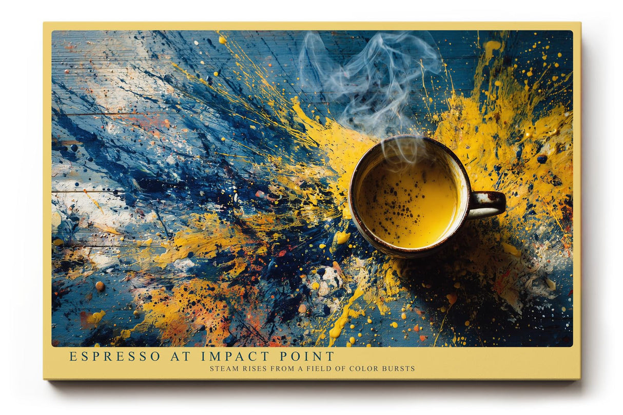 Paul Sinus Wandbild 120x80cm Kaffee Espresso Abstrakte Kunst Moderne Stillleben Komposition mit Farbspritzern