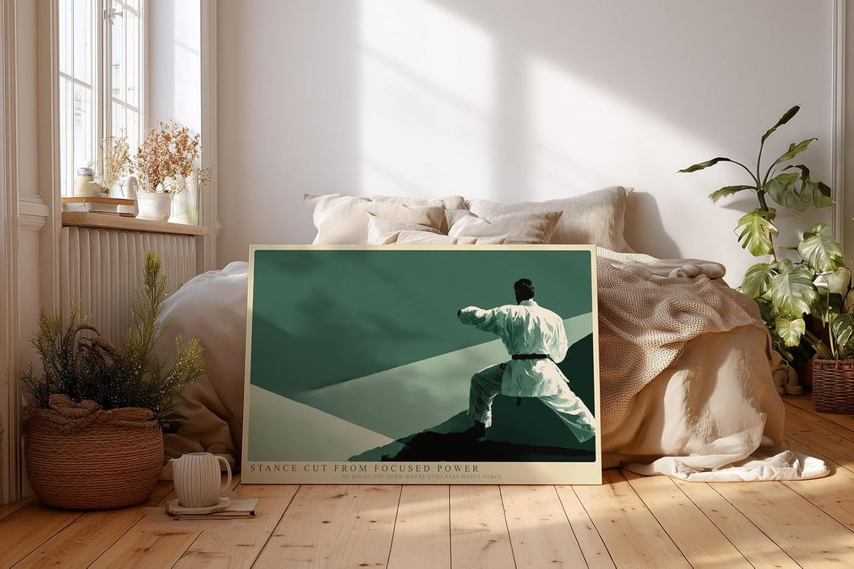 Paul Sinus Wandbild 120x80cm Karateka in Kampfhaltung moderne Kampfkunst Illustration